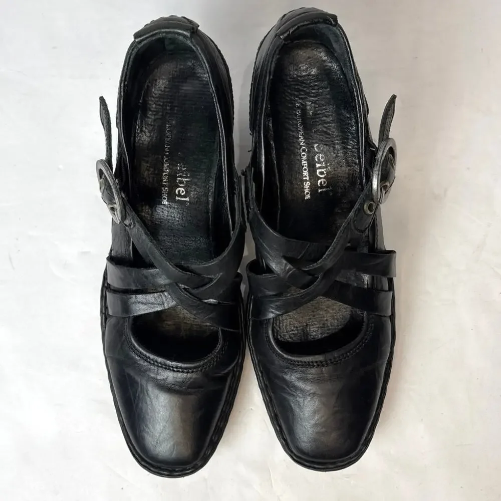Josef Seibel Marissa Black Leather Mary Jane Heel Pump Shoes Size US 7-7.5 - Picture 6 of 10